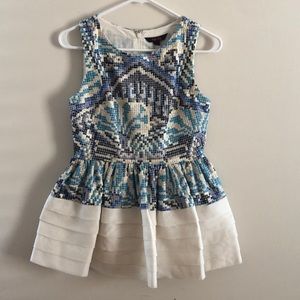Anthropologie Embroidered Peplum Blouse, Size 2